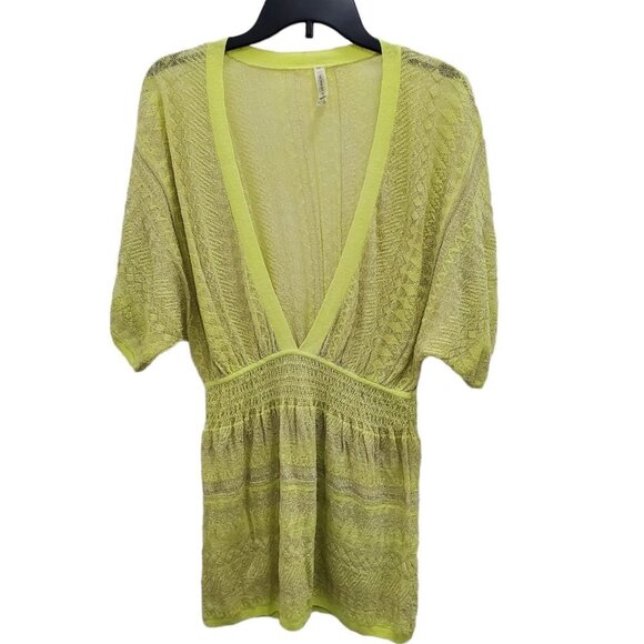 Victoria's Secret Lime & Silver‎ Linen Plunge Kaftan Swim Cover Up Dress Size XS - Picture 1 of 5
